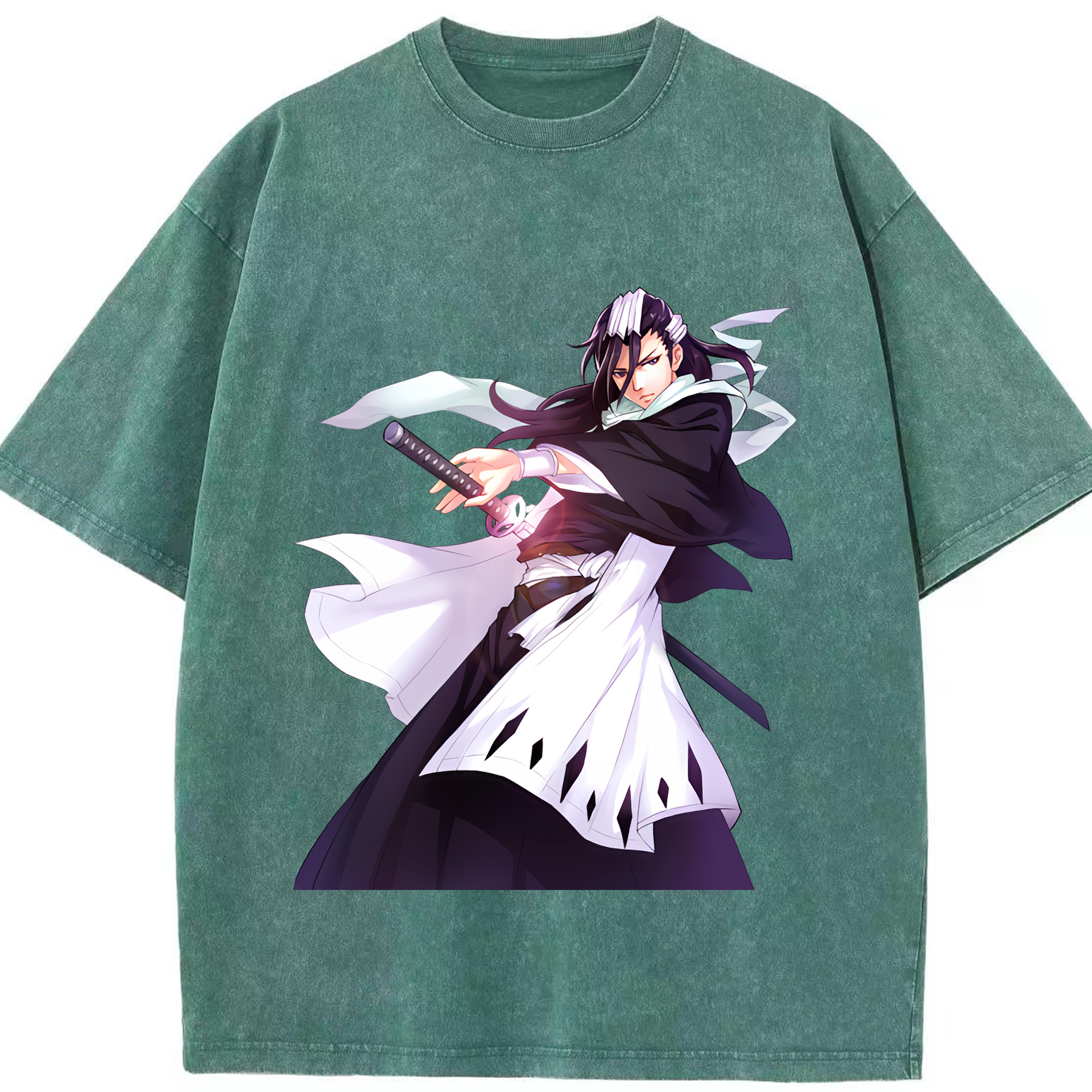 （画像用） ブリーチ くちき びゃくや BLEACH Kuchiki Byakuya 綿100% ヴィンテージ風 半袖Tシャツ（フロントプリント）
